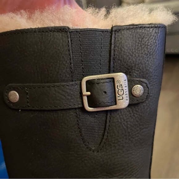 Women’s UGG Black Kensington Moto Leather Ugg Boots Size 5 - Picture 12 of 15